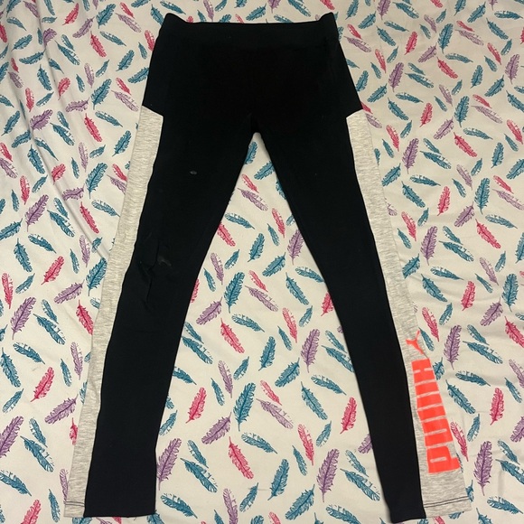 PUMA Kids Black and Gray Leggings - Picture 1 of 5